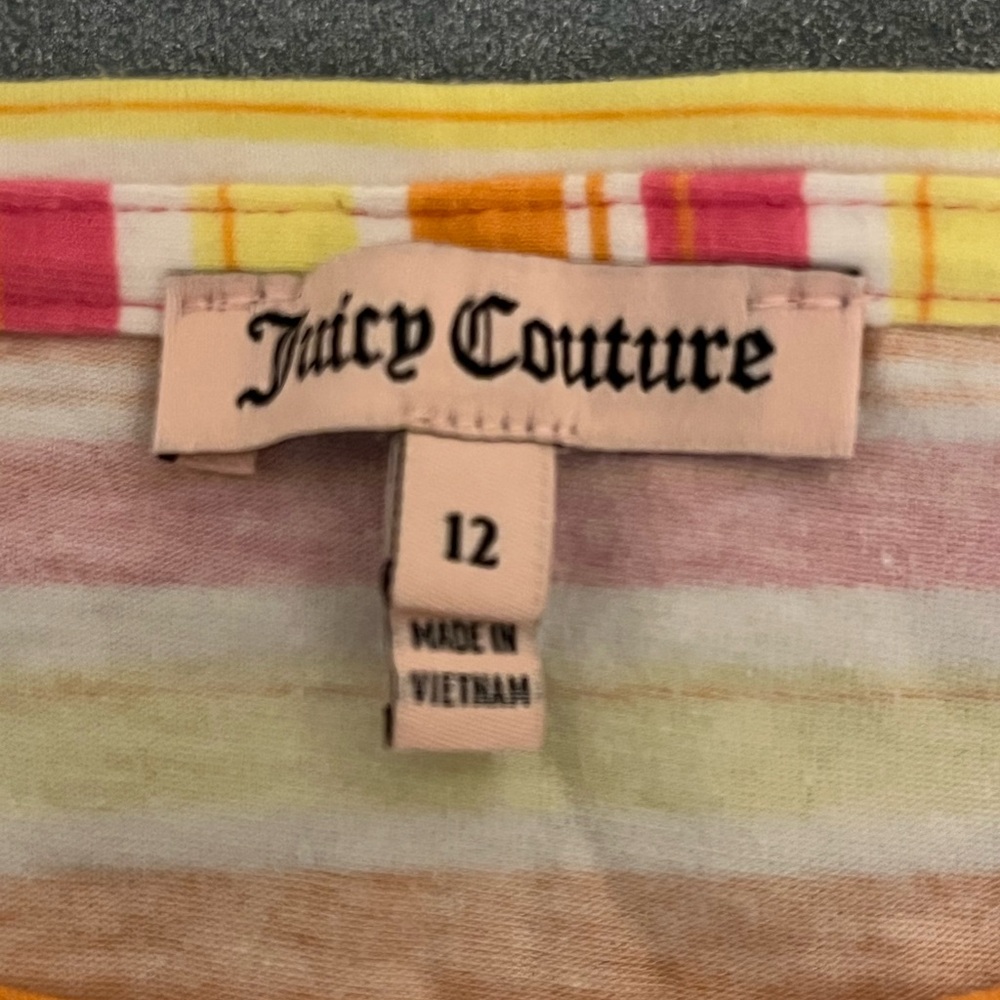Juicy Couture Pink and Orange Yellow Striped Tee Shirt Dress Size 12 - Picture 9 of 12